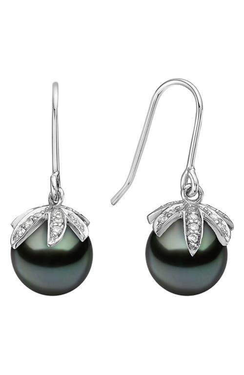 House Of Frosted 14k Gold 8-9mm Cultured Pearl & Diamond Earrings In Silver/green