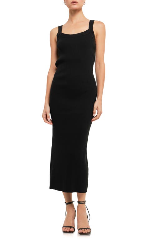 Endless Rose Rib Midi Tank Dress Black at Nordstrom,