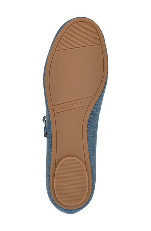Nine West Classik Mary Jane Flat In Med Blue