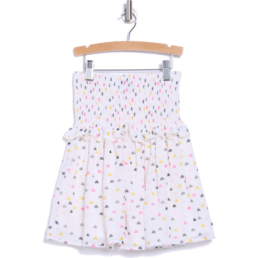 Ava & Yelly Kids' Smocked Chiffon Skirt In Off-white