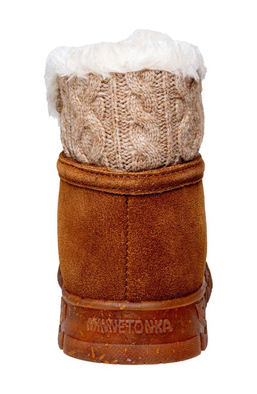 Minnetonka Norean Faux Fur Lined Slipper Bootie In Tan