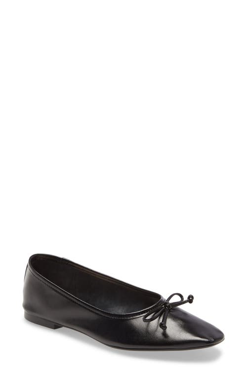 Schutz Arissa Square Toe Ballet Flat Black Leather at Nordstrom,