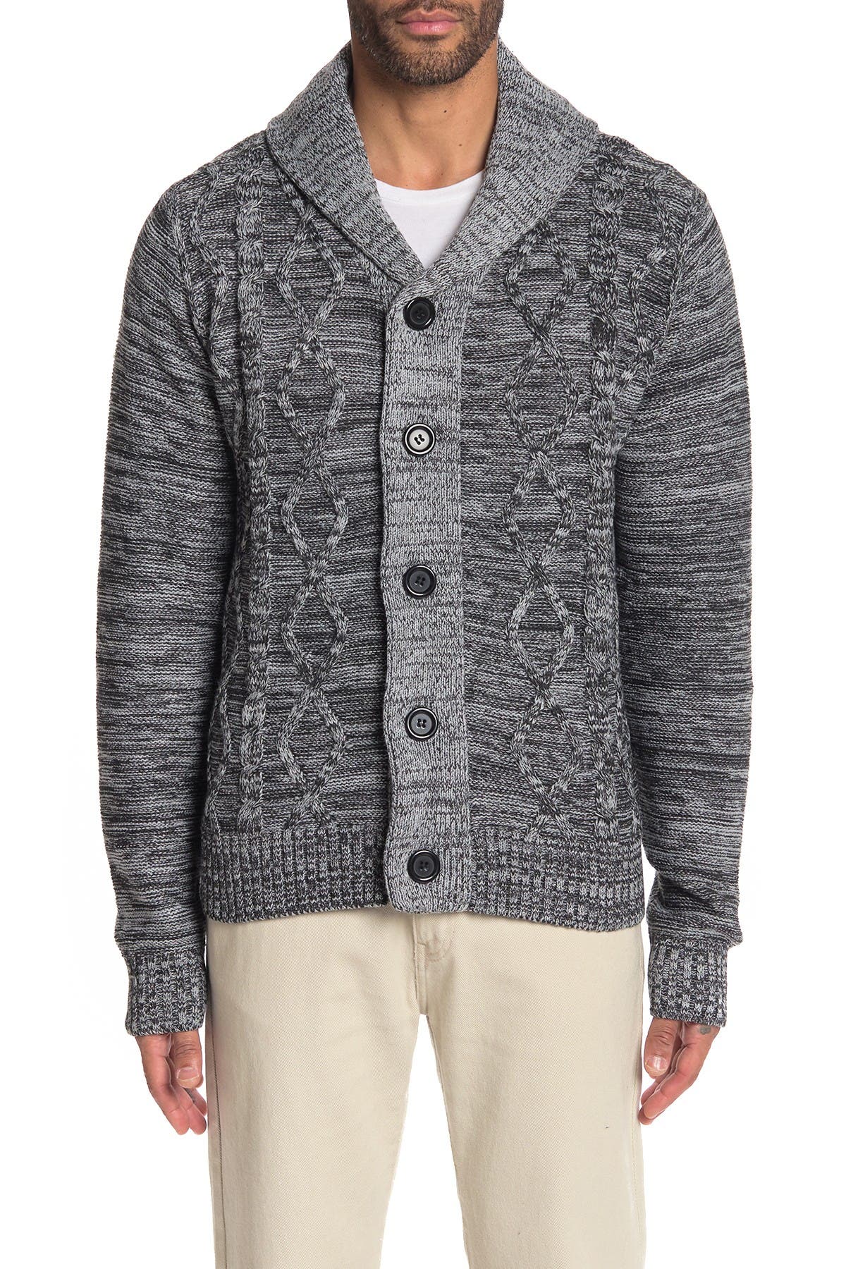 cable knit button down cardigan