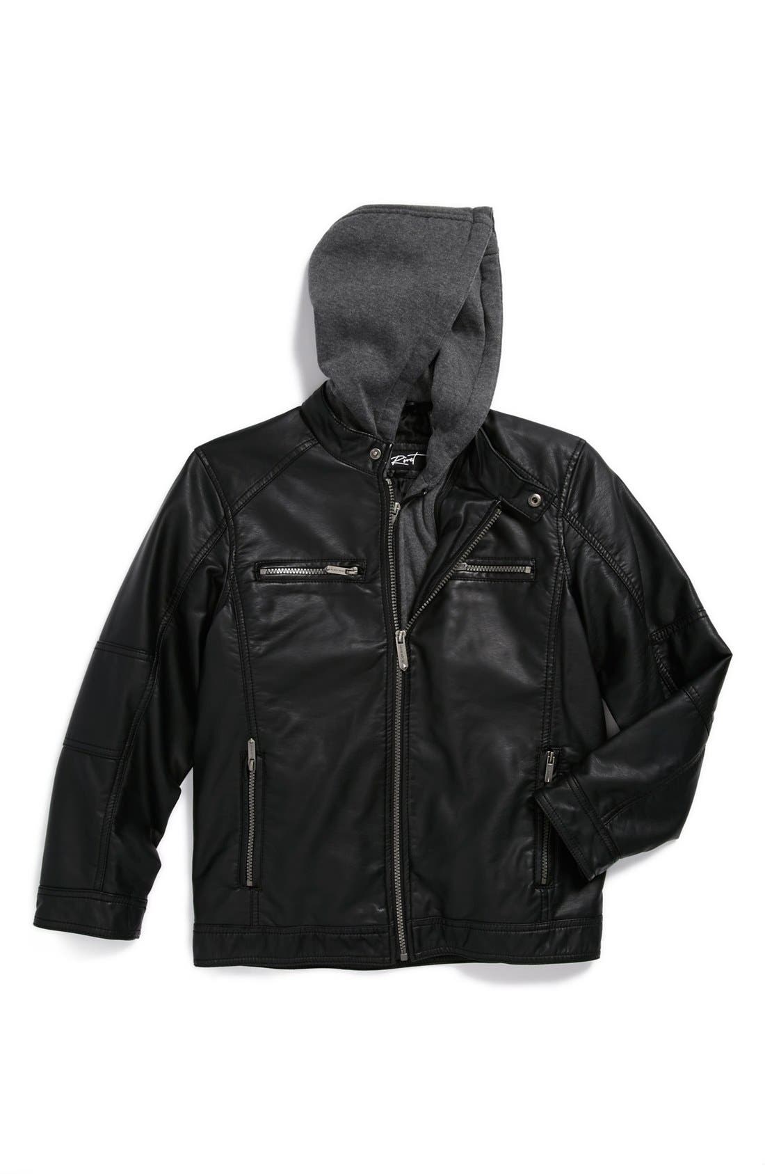 Black Rivet Faux Leather Moto Jacket (Big Boys) Nordstrom
