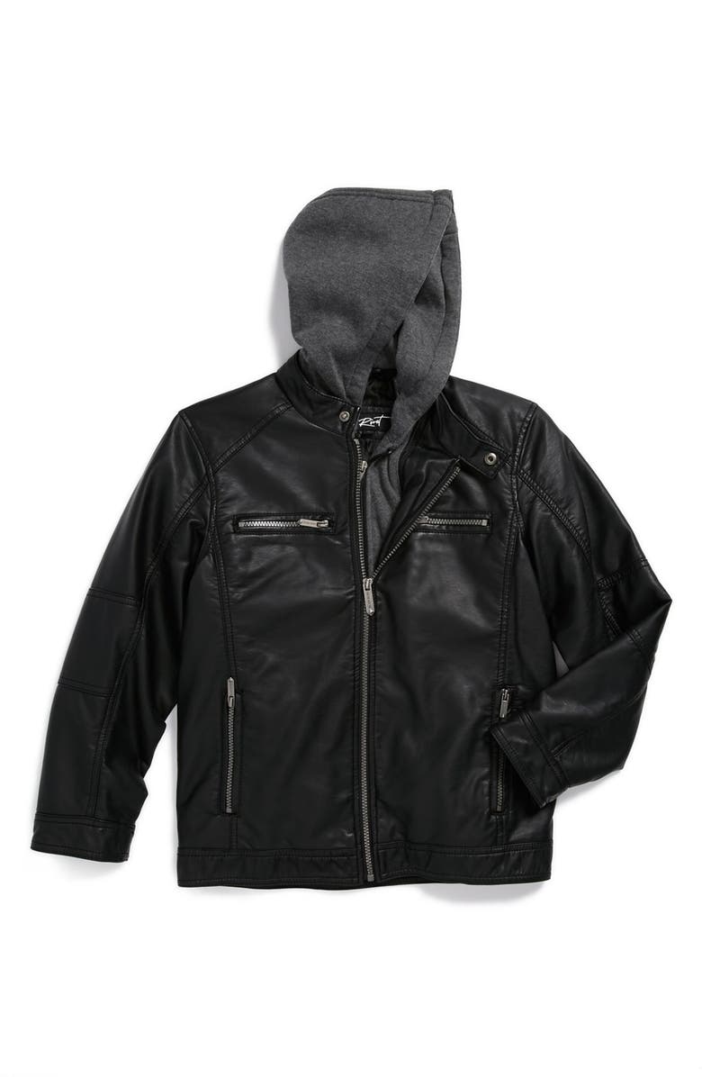 Black Rivet Faux Leather Moto Jacket (Big Boys) | Nordstrom