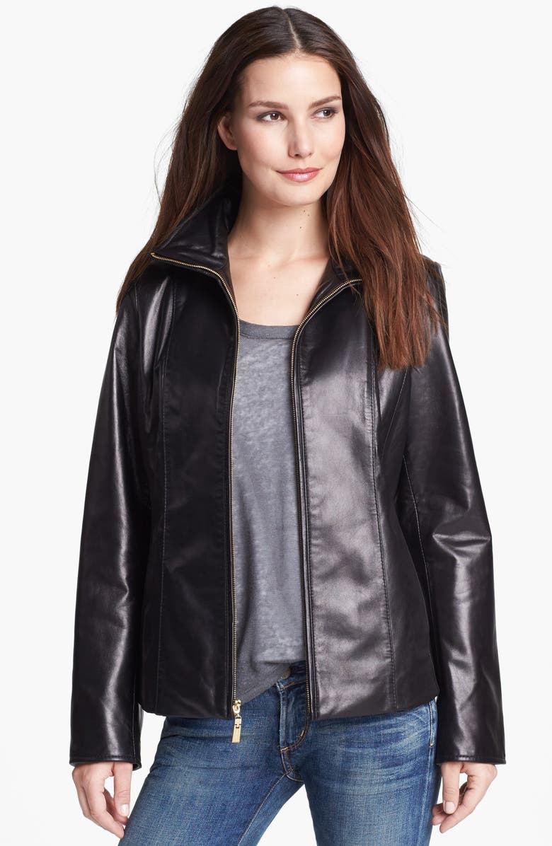 Ellen Tracy Leather Scuba Jacket (Regular & Petite) | Nordstrom