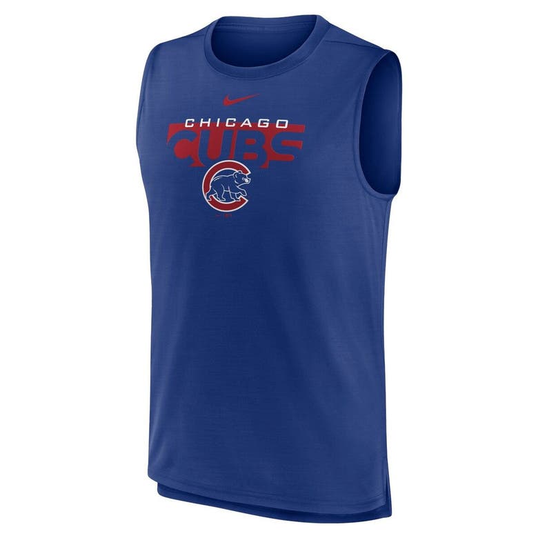 Shop Nike Royal Chicago Cubs Knockout Stack Exceed Performance Muscle Tank Top