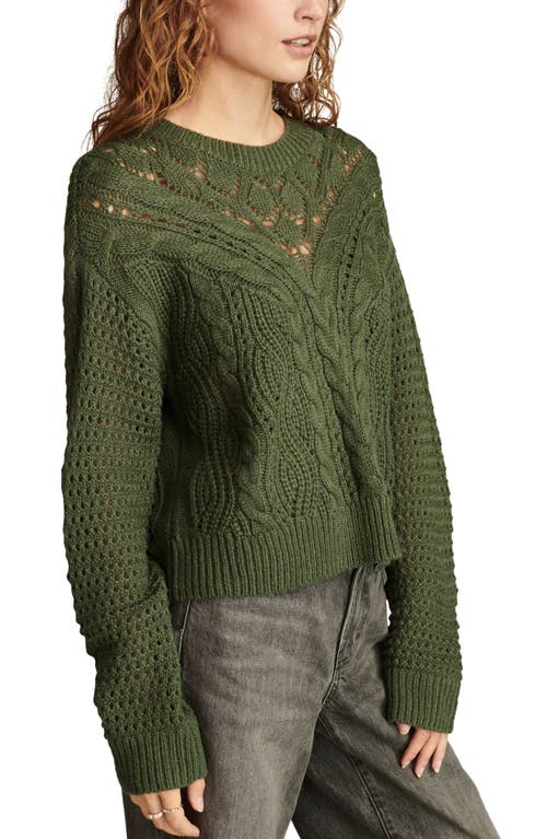 Shop Lucky Brand Romantic Mixed Stitch Sweater In Cilantro