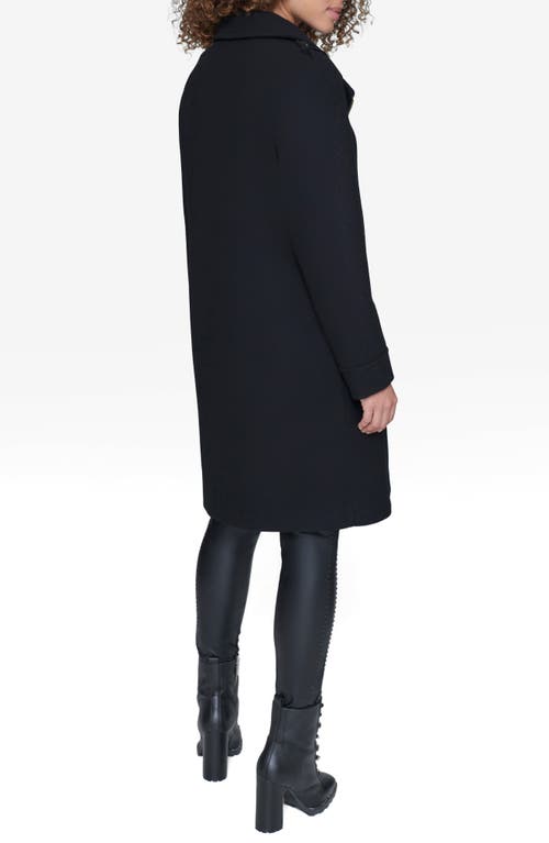 Karl Lagerfeld Paris Long Wool Blend Moto Jacket In Black