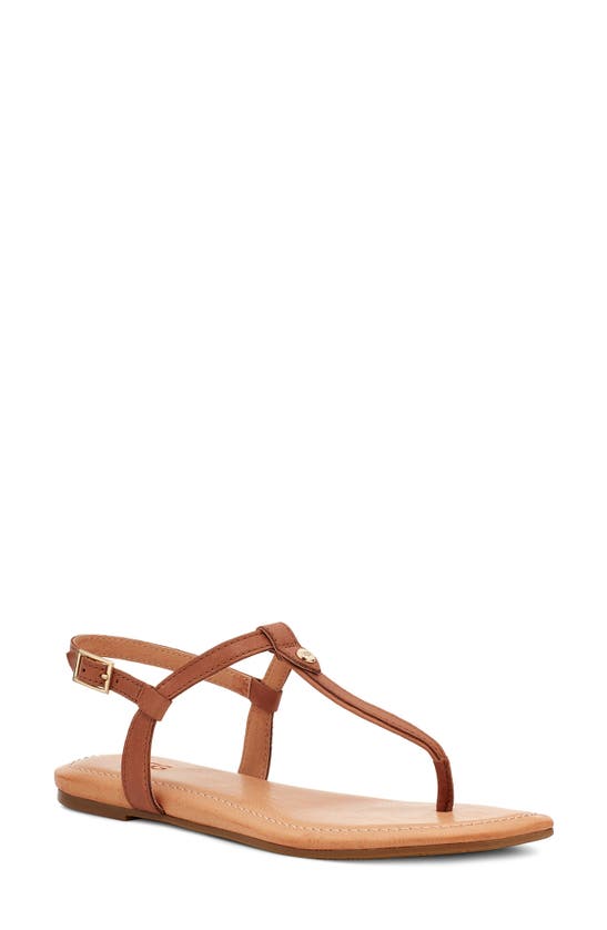 Ugg Madeena T-strap Sandal In Tan Leather