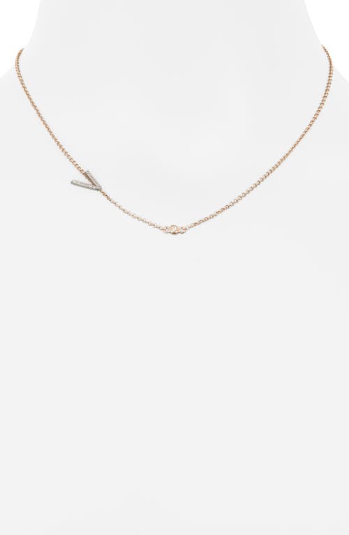 Meshmerise Bezel Diamond Initial Chain Necklace In Rose-v