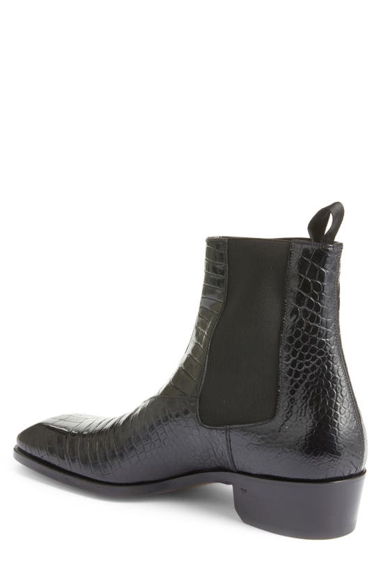 Shop Tom Ford Bailey Croc Embossed Chelsea Boot In Black