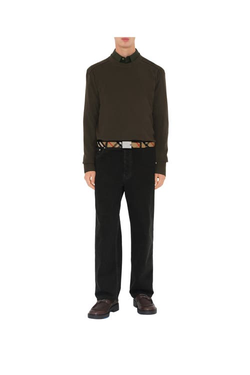 Shop Burberry Reversible Check B Cut Belt In Sand/slate