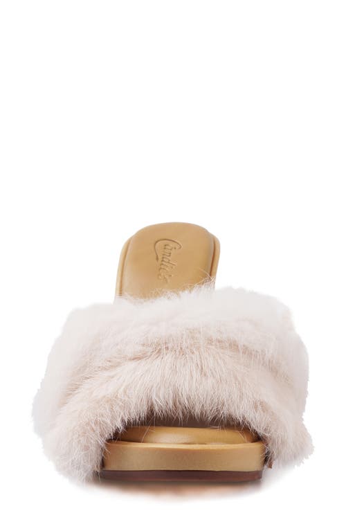 Shop Candies Candie's Celestine Faux Fur Side Sandal In White/beige