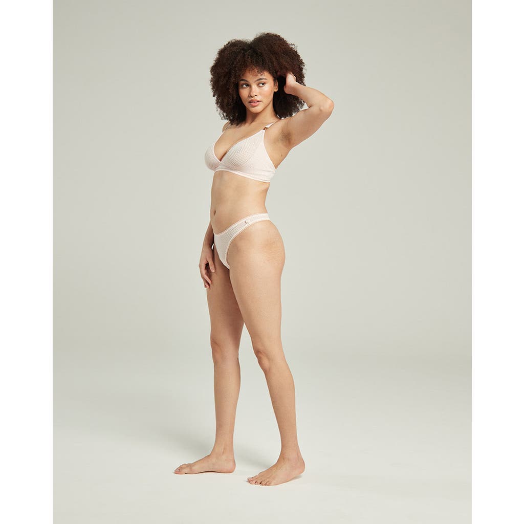 Nudea The Sheer Deco Barely There Thong In Blush Pink