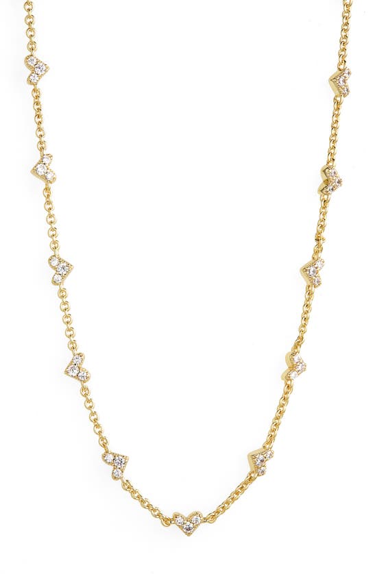 Kendra Scott Haven Heart Strand Necklace In Gold White Crystal