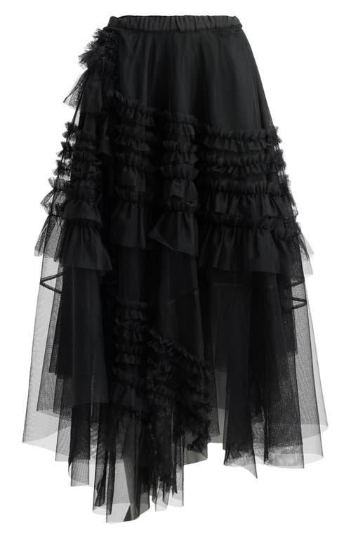 Shop Allsaints Jen Asymmetric Hem Tulle Skirt In Black