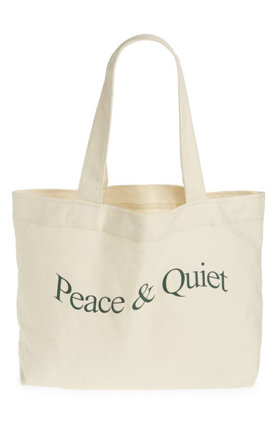 Shop Museum Of Peace And Quiet Museum Of Peace & Quiet Wordmark Canvas Tote In Bone