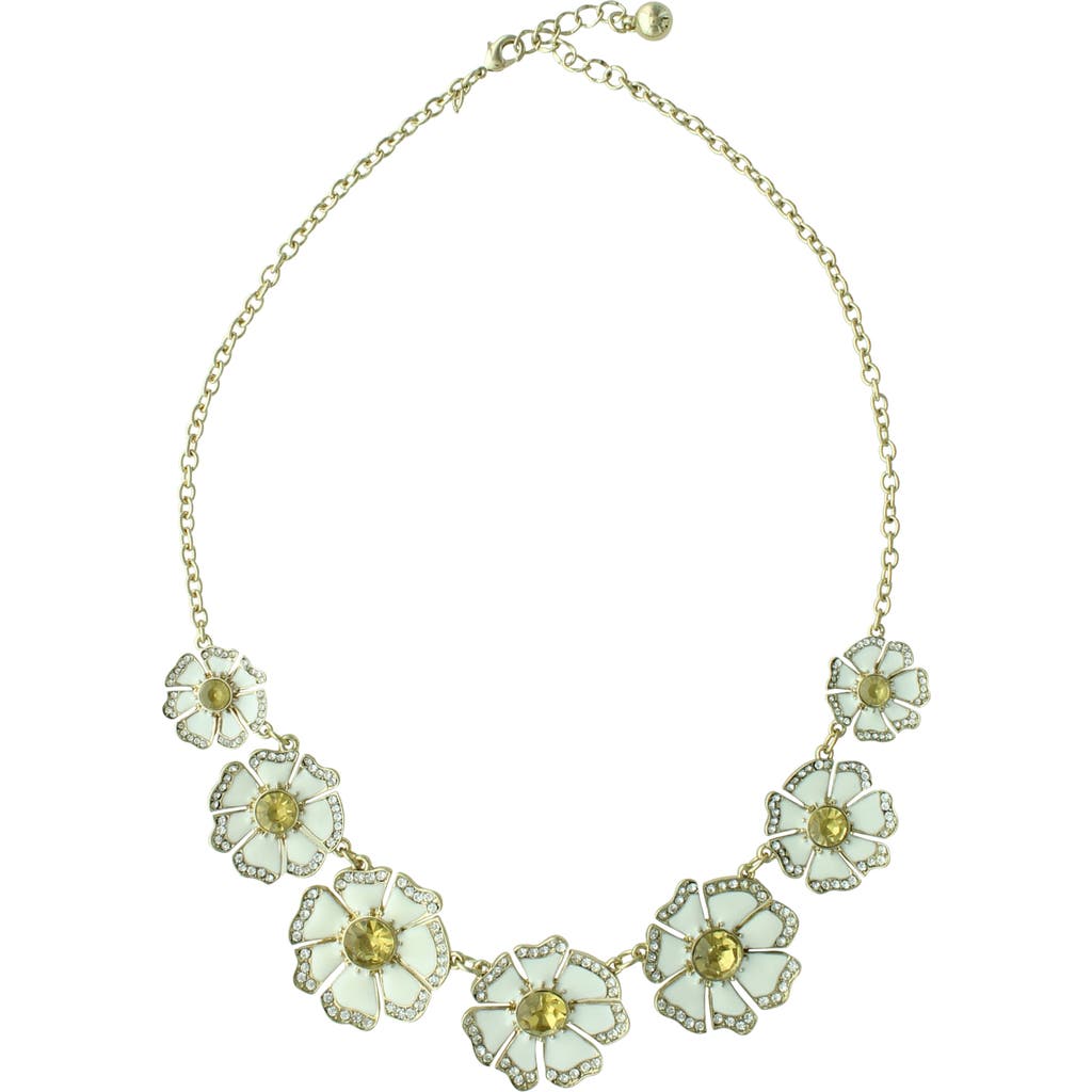 Shop Olivia Welles Crystal Floral Collar Necklace In Gold/white