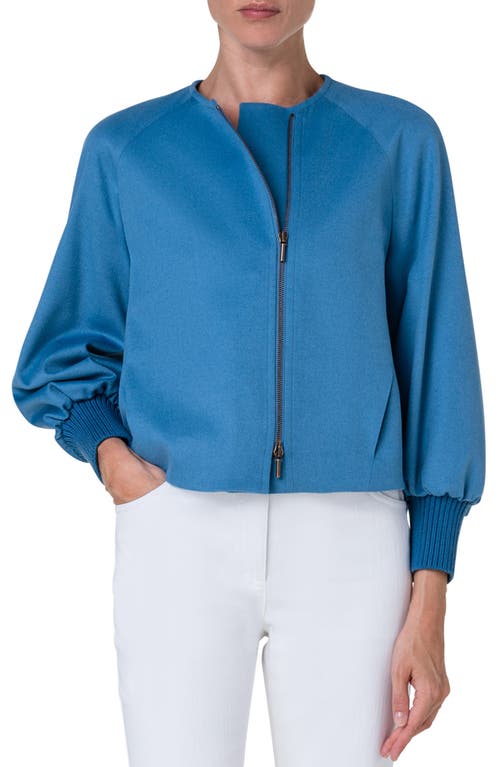 Akris punto Virgin Wool & Cashmere Jacket Medium Blue Denim at Nordstrom,