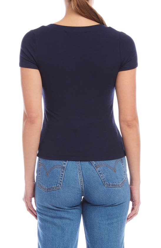 Fifteen Twenty Mindy Square Neck Rib Top In Navy
