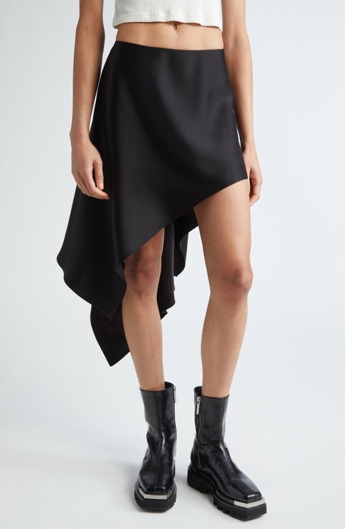 Asymmetric Satin Skirt in Black