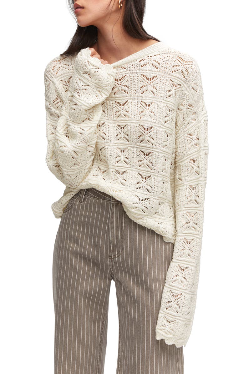 MANGO Open Stitch Crewneck Sweater Nordstrom