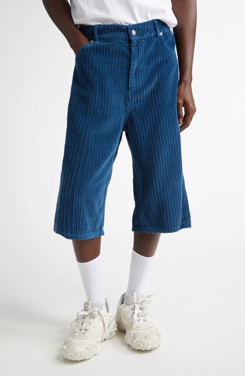 ERL Gender Inclusive Corduroy Shorts in Blue 