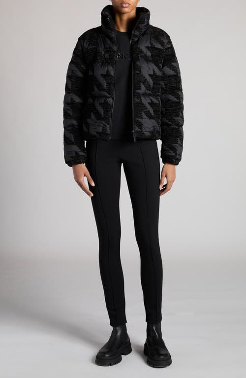 Shop Moncler Evandra Houndstooth Down Puffer Jacket In Black