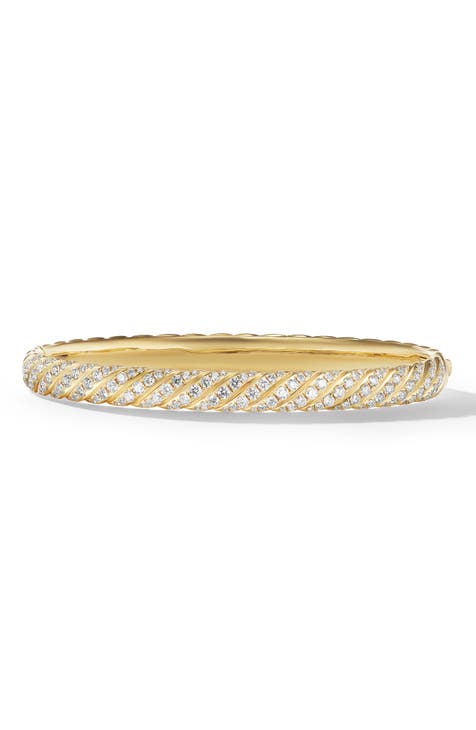 Bracelet thread plated yellow gold, diamonds