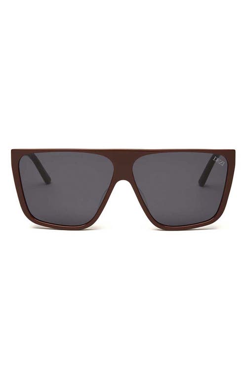 Type B 63mm Oversize Flat Top Sunglasses in Chocolate /Dark Smoke