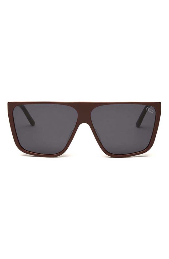 Dezi Type B 63mm Oversize Flat Top Sunglasses In Chocolate / Dark Smoke
