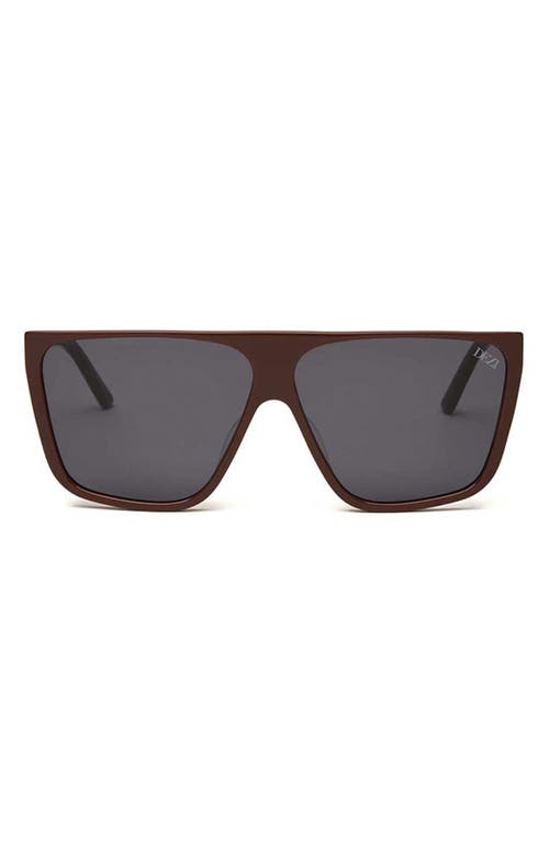 Shop Dezi Type B 63mm Oversize Flat Top Sunglasses In Chocolate/dark Smoke