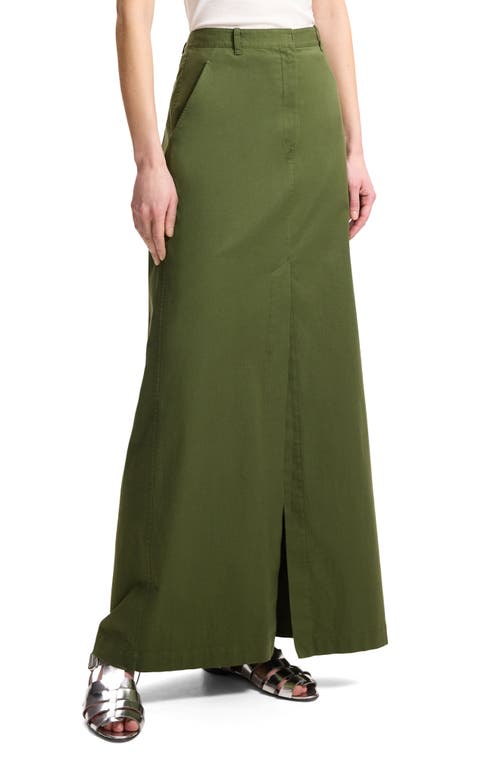 Shop Theory A-line Cotton Maxi Skirt In Dark Olive - F5j