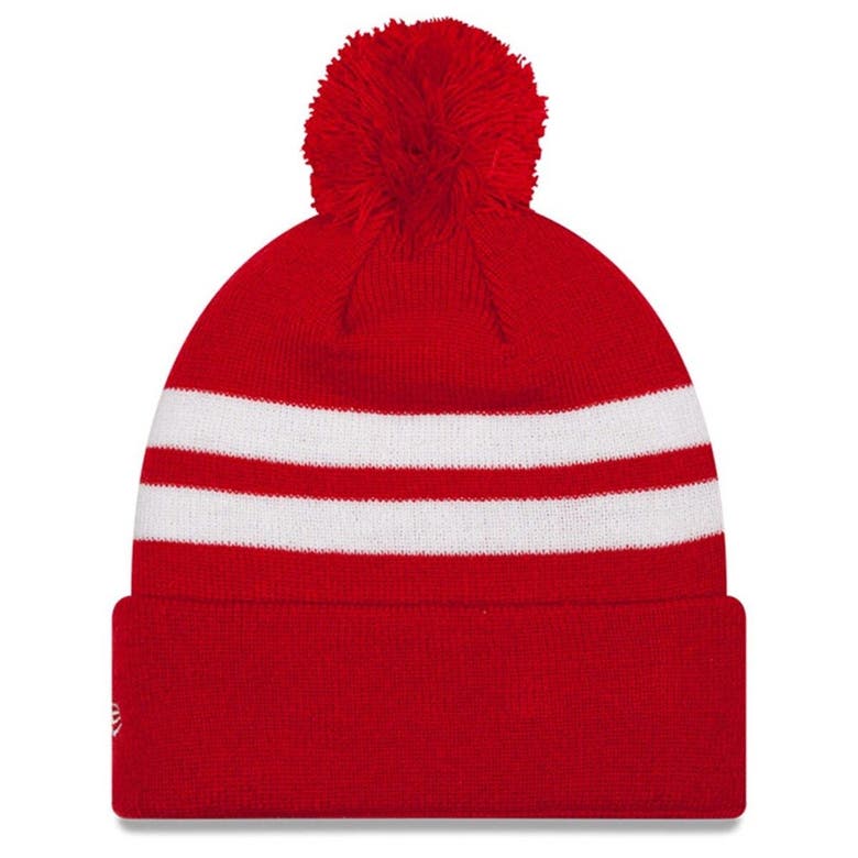 New Era Men's Scarlet San Francisco 49ers 2022 NFC West Division Champions  Top Stripe Cuffed Pom Knit Hat : Sports & Outdoors 