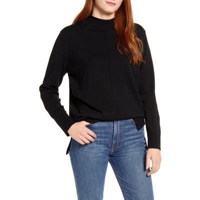 Cotton Emporium Side Slit Sweater, Black