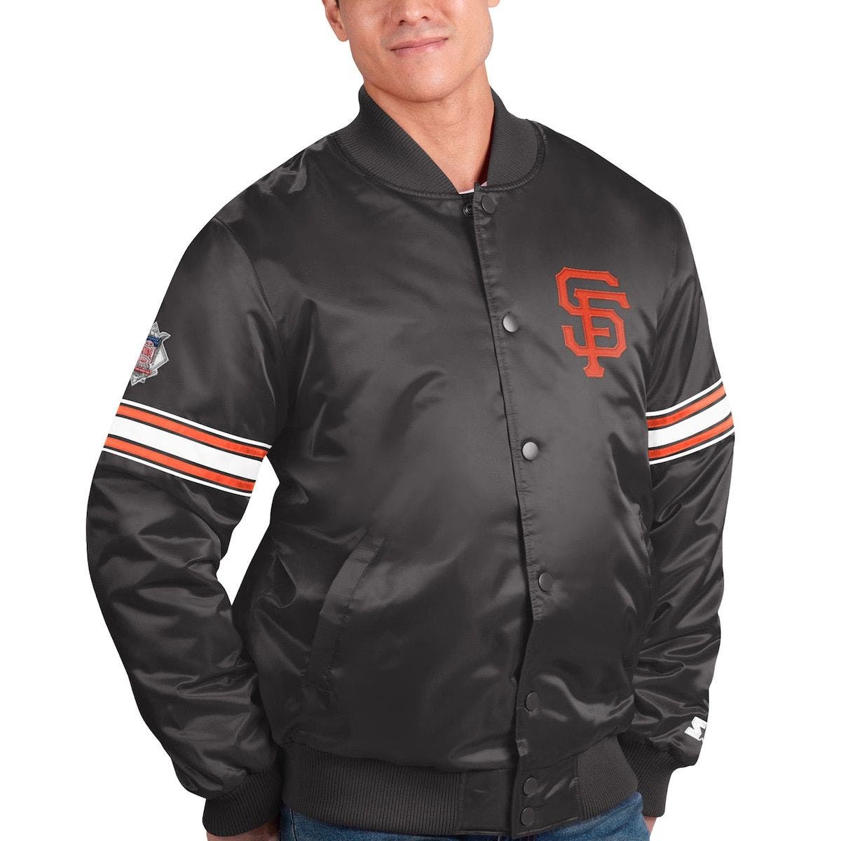 Men's Starter Black San Francisco Giants Satin Full-Zip Jacket