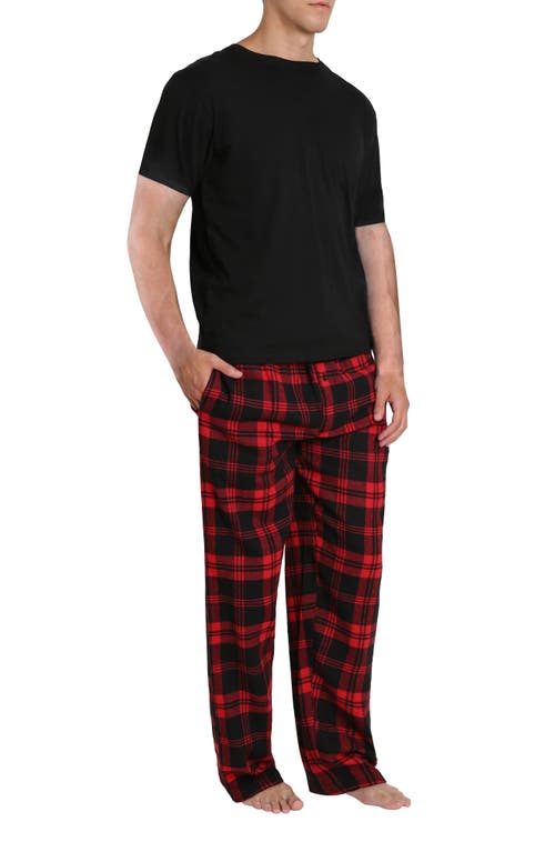 Sleephero Short Sleeve Flannel Pajamas In Red Buffalo Check