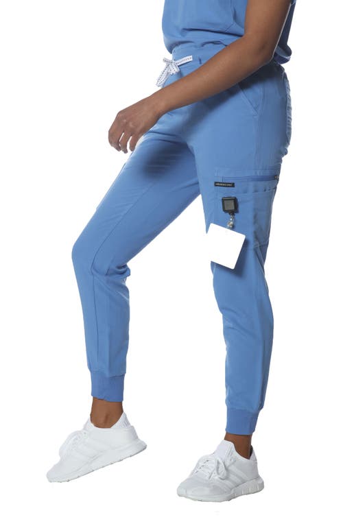 Shop Members Only Valencia Jogger Scrub Pants In Ceil Blue