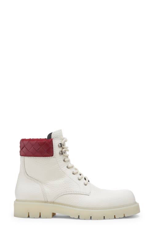 Bottega Veneta Haddock Lace-up Ankle Boot In 8059 White/deep Red