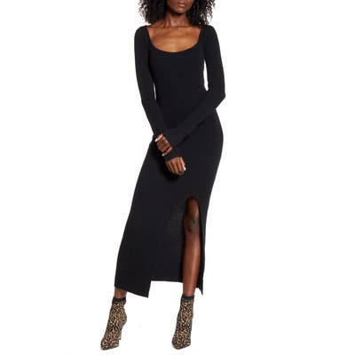 Leith Square Neck Long Sleeve Sweater Dress, Black