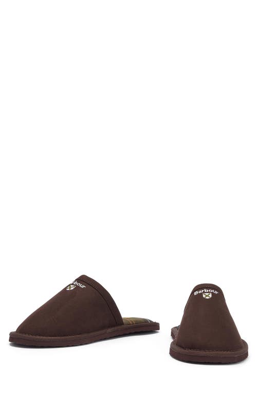Barbour Everitt Sueded Mule Slipper In Brown