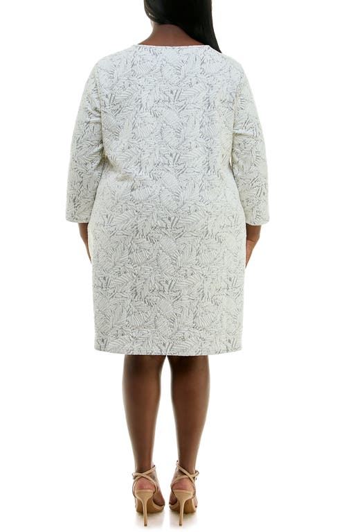 Shop Nina Leonard 3/4 Sleeve Knit Dress In Ivory/black