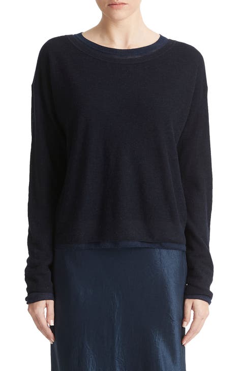 Vince Cotton Arrow Stitch Regular Fit Crewneck Sweater