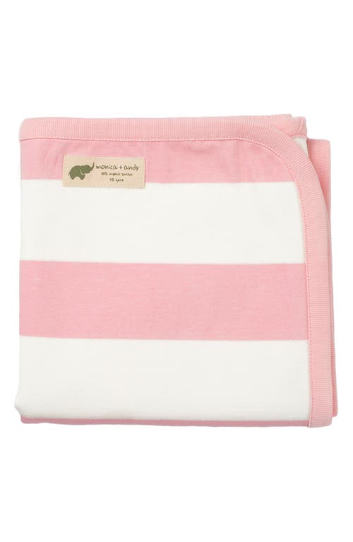 Monica + Andy Print Stretch Organic Cotton Blanket in Pink Stirpe