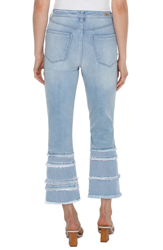Shop Liverpool Los Angeles Hannah Frayed Tiered Crop Flare Jeans In Clarkdale