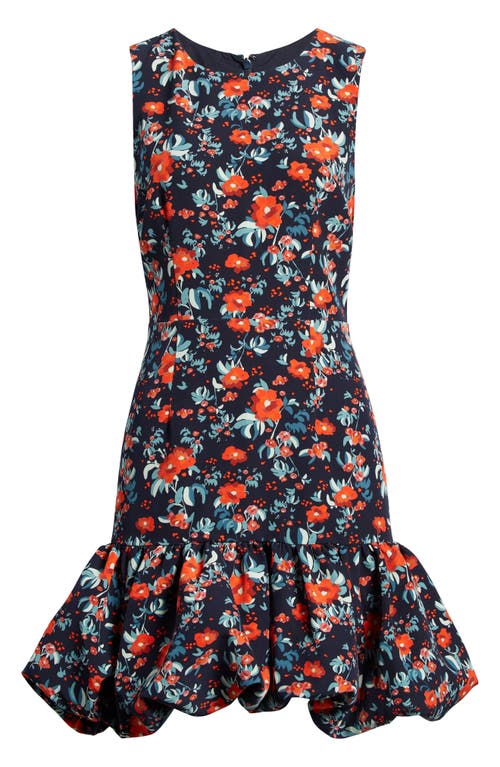 Shop Chelsea28 Bubble Hem Sleeveless Dress In Navy- Red Gestural Floral