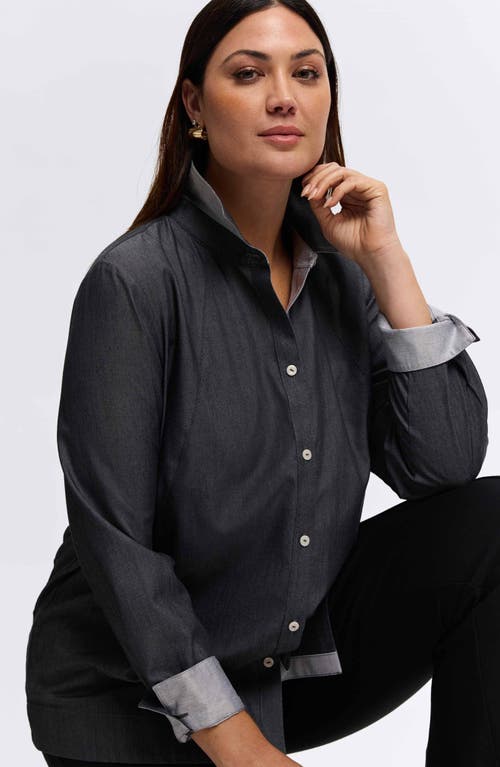 FOXCROFT FOXCROFT VERONICA DOUBLE FACE BUTTON-UP SHIRT