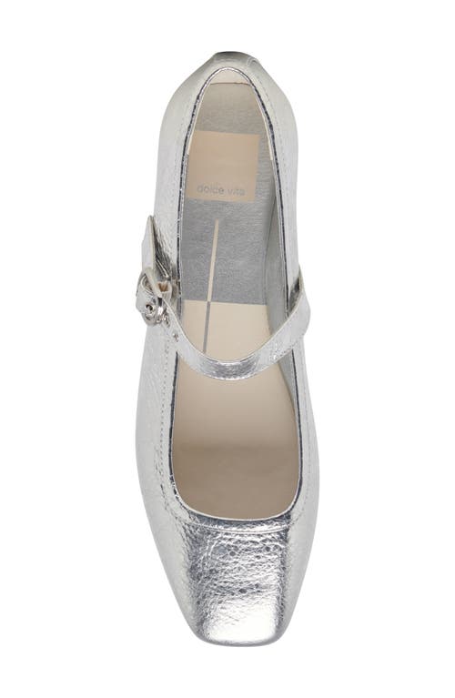 Shop Dolce Vita Rodni Mary Jane Flat In Silver Distressed Leather