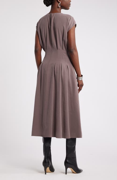 Nordstrom Pleated A-line Dress In Grey Plum
